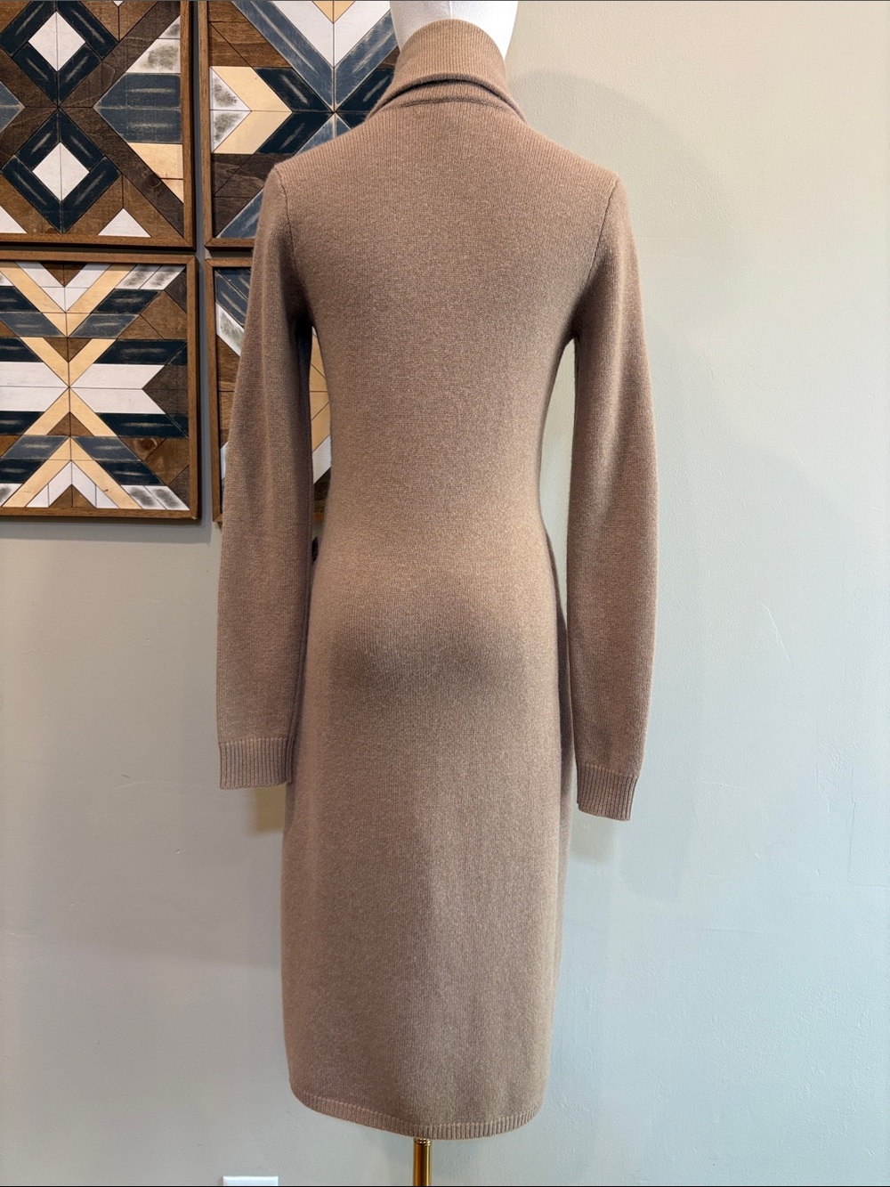 Ralph Lauren Camel Wrap-Style Long Sleeve Knit Dress - Picture 7 of 14